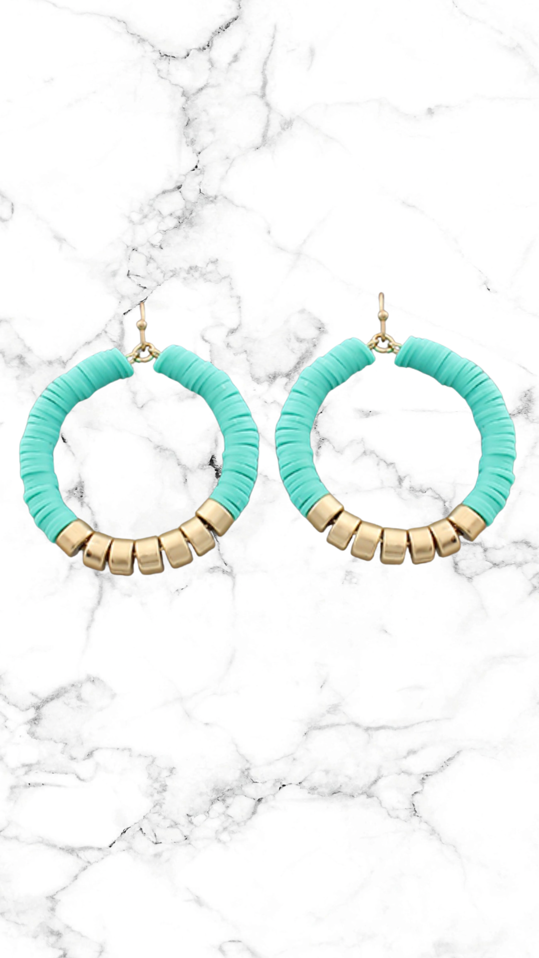 Mint Beaded Circle Earrings