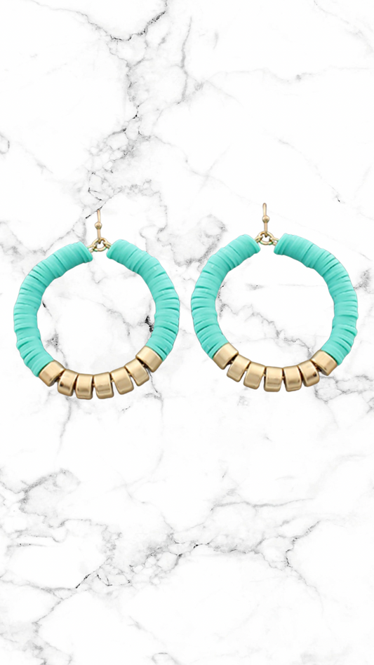 Mint Beaded Circle Earrings
