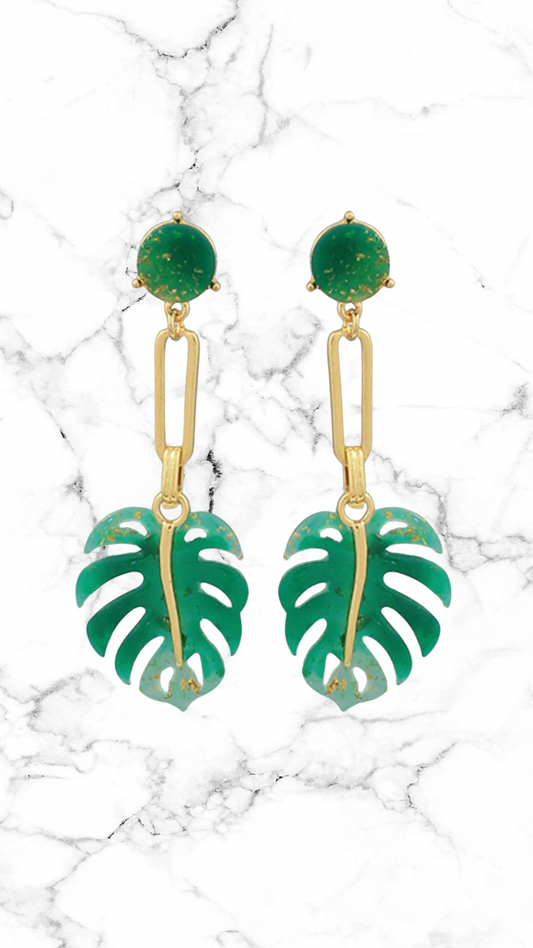 Palm Leaf Drop Earrings