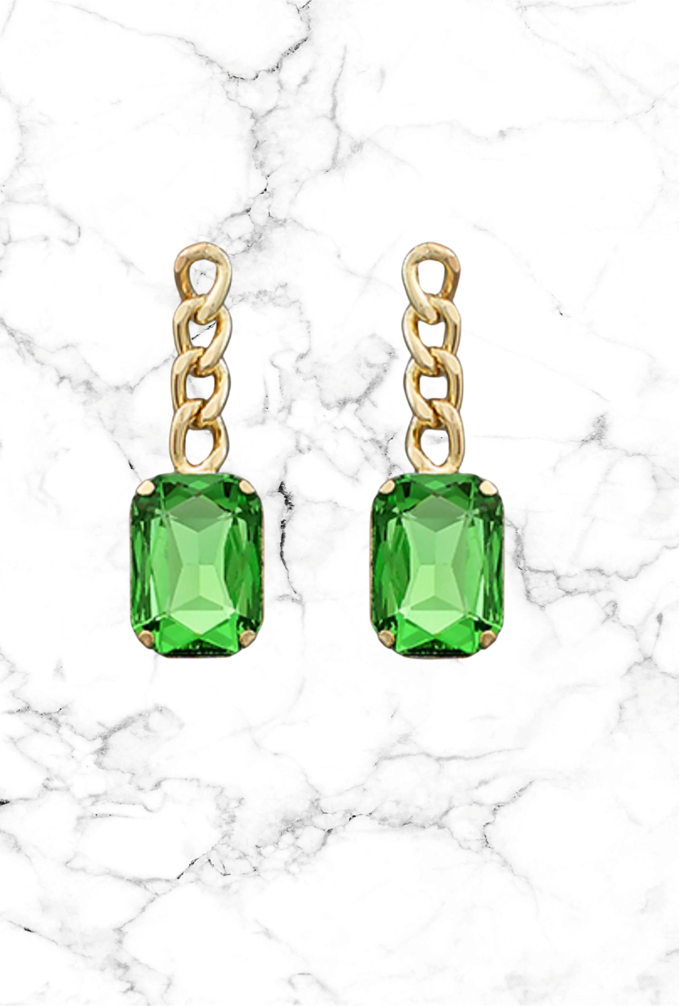 Green Crystal Drop Earrings
