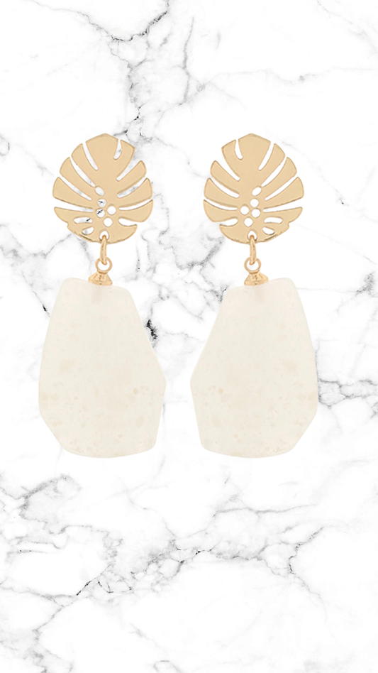 Golden Leaf Geometric Earrings