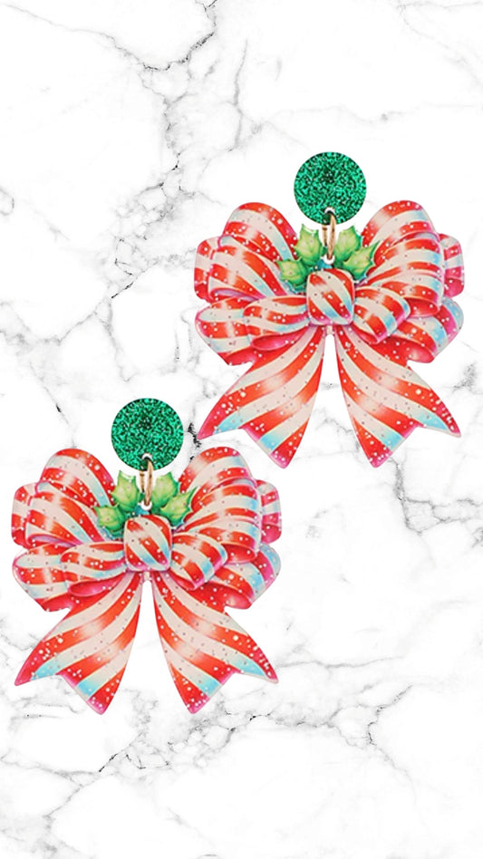Candy Cane Bow Earrings