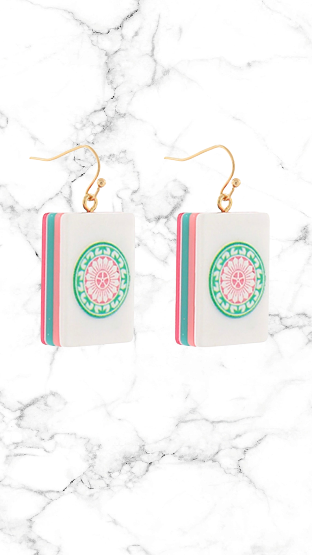 Mahjong Flower Tile Earrings