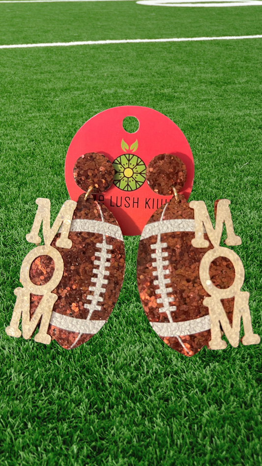 Mom Glitter Football Earrings - The Lush Kiwi