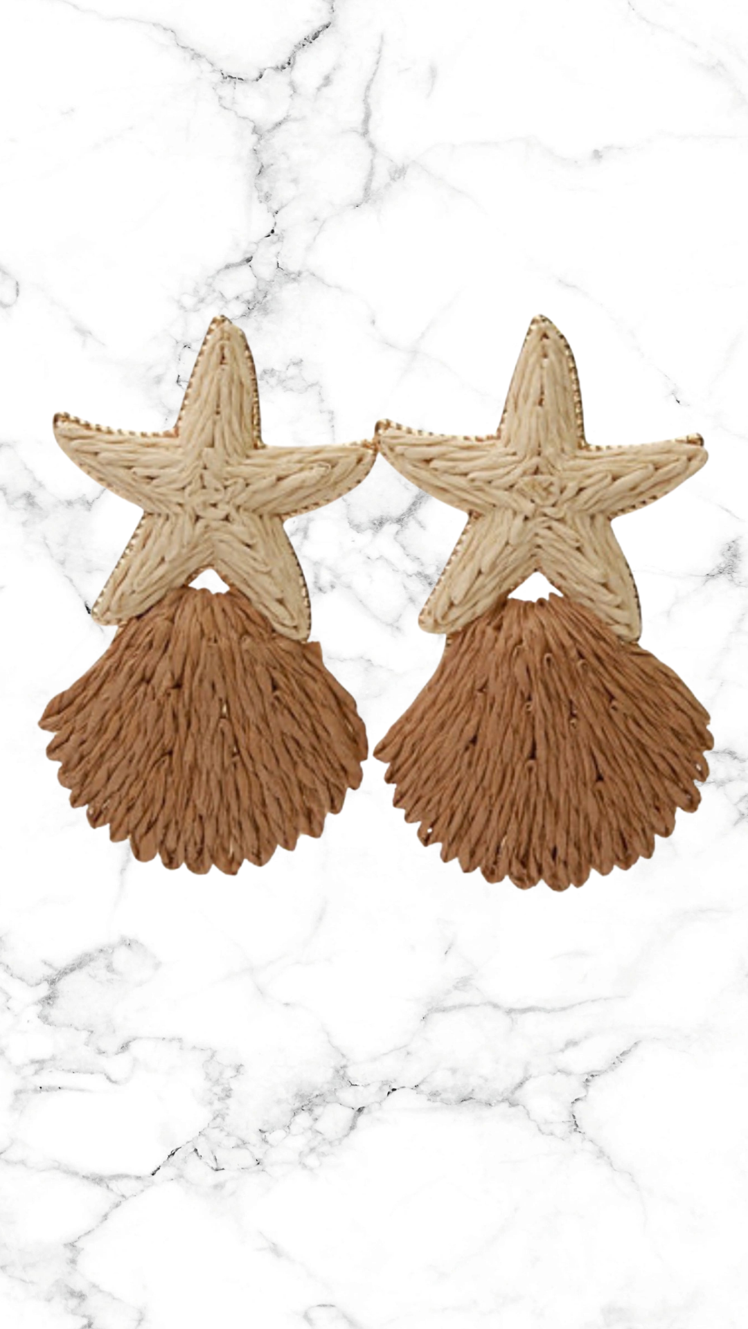 Starfish & Shell Raffia Earrings
