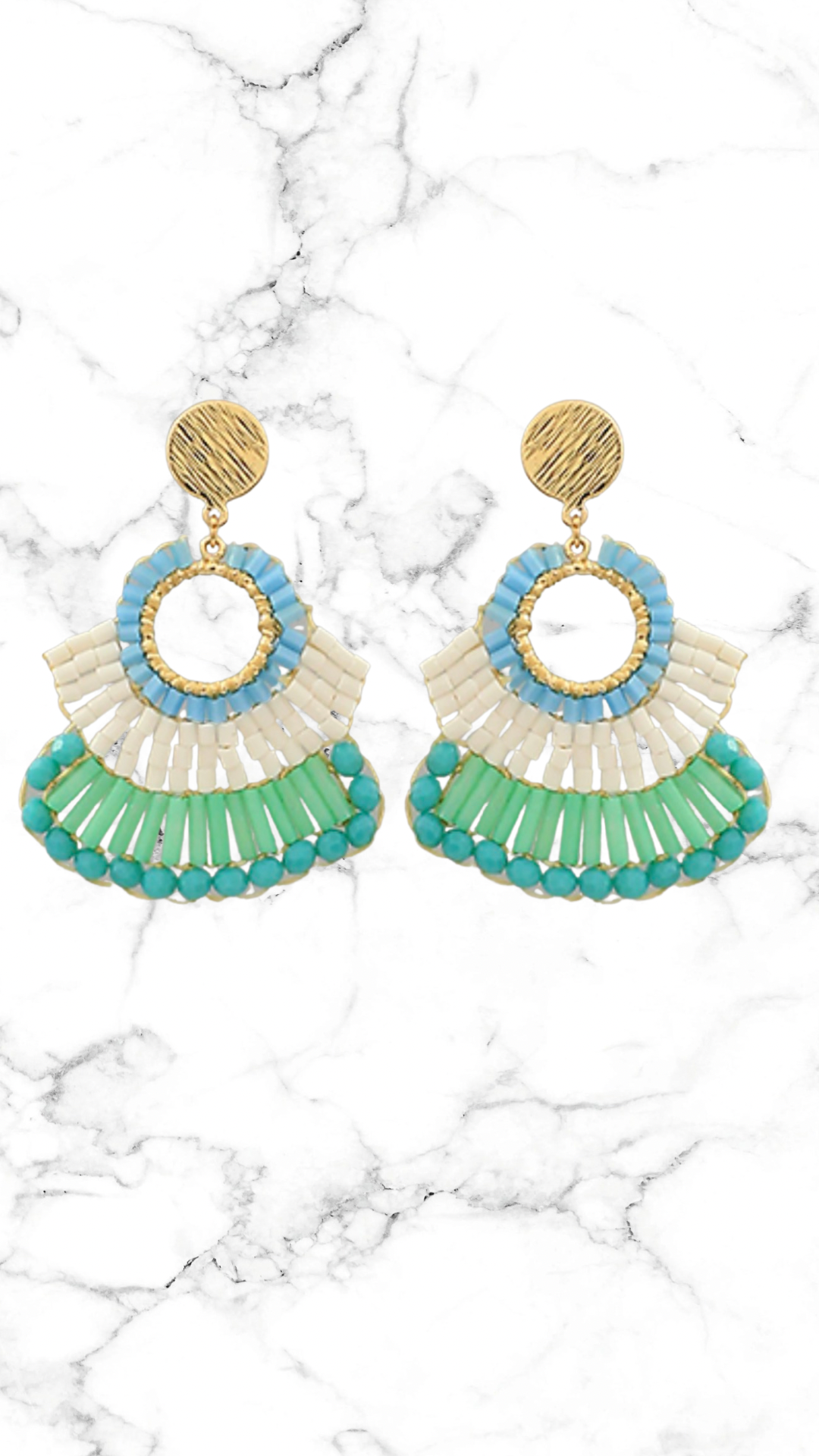 Turquoise Beaded Fan Earrings
