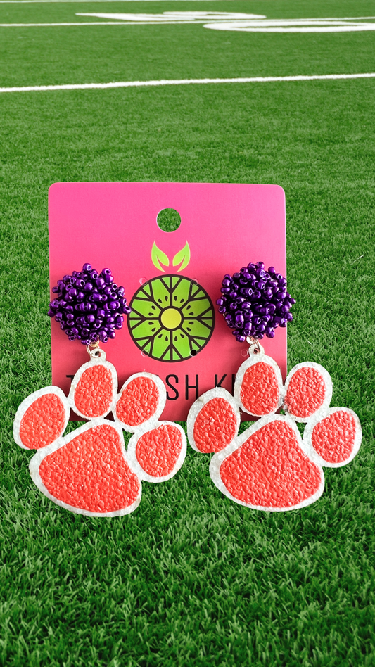 Clemson Paw Earrings