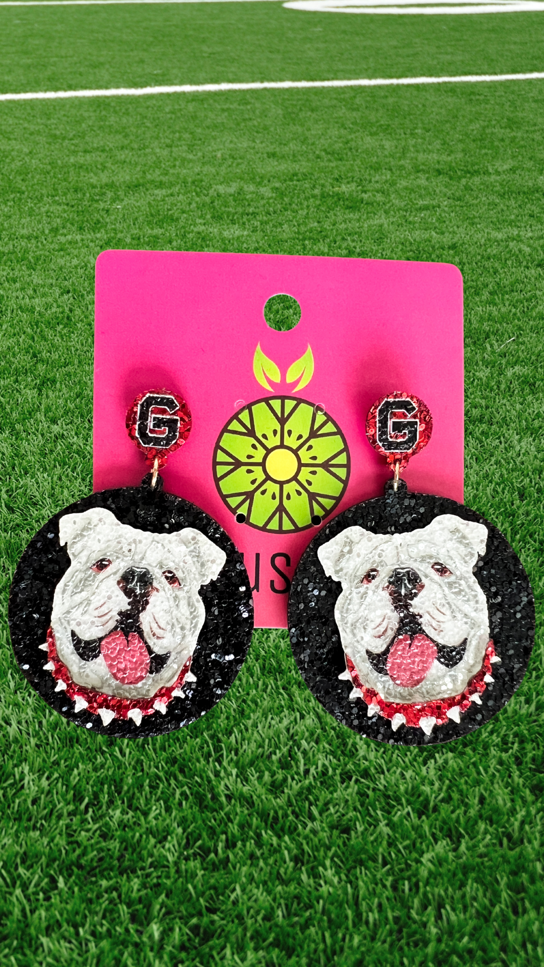 UGA Black & White Glitter Earrings