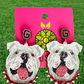 UGA White Glitter Earrings