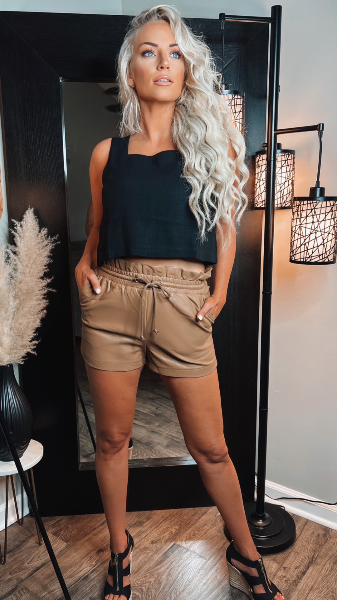 Latte Pleather High Waisted Shorts - The Lush Kiwi