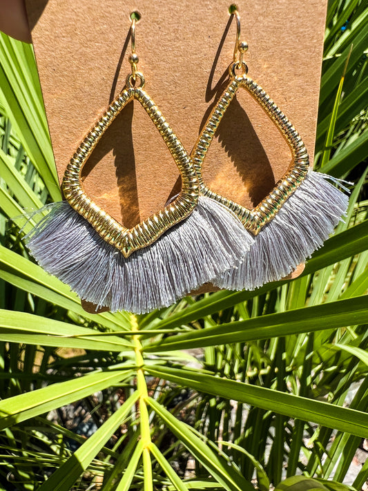 Gray Diamond Fringe Earrings - The Lush Kiwi