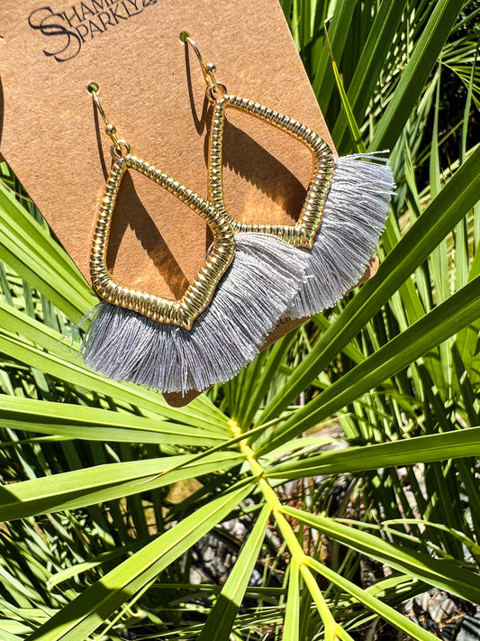 Gray Diamond Fringe Earrings - The Lush Kiwi