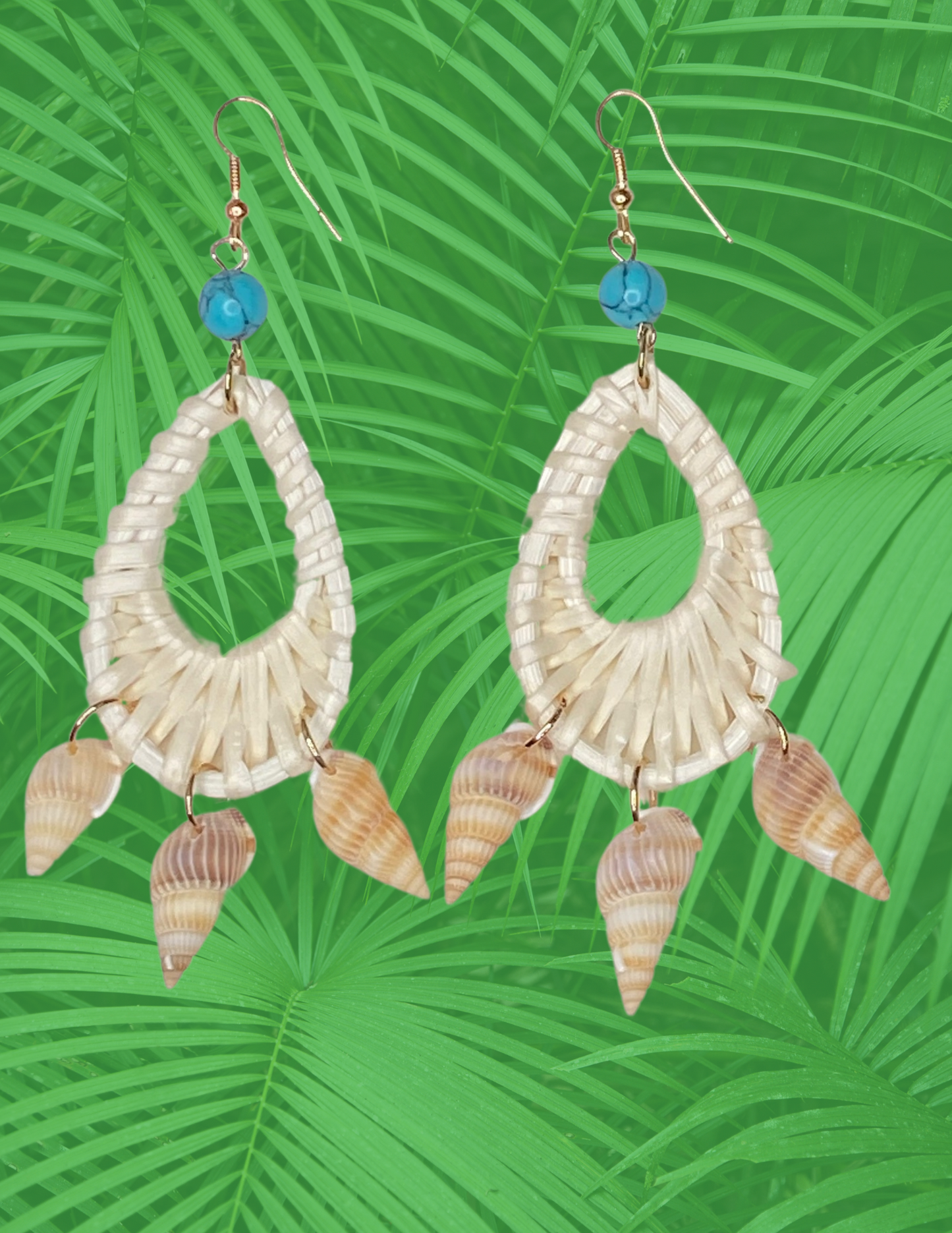 Seashell Rattan Drop Earrings - The Lush Kiwi