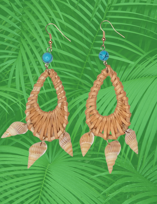 Seashell Rattan Drop Earrings - The Lush Kiwi